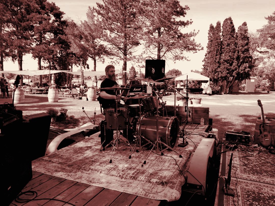 Drums and Marshall amp on stage